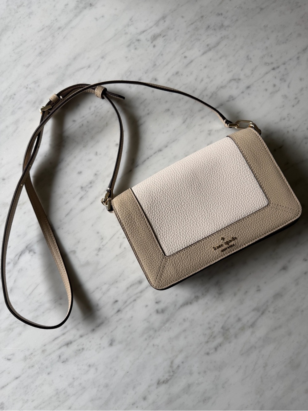 kate spade Two-Tone Cream & Beige Pebbled Leather Crossbody